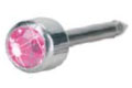 Belőhető és hordható fülbevaló Ezüst – titánium / rózsaszínű kővel